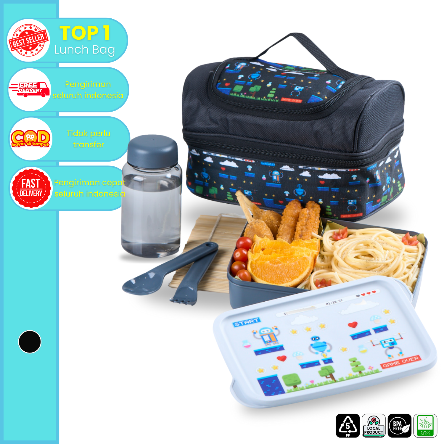 CPM New Smiley Black Series Ultima Set Of 4 Pcs / Tas Bekal Makan Set