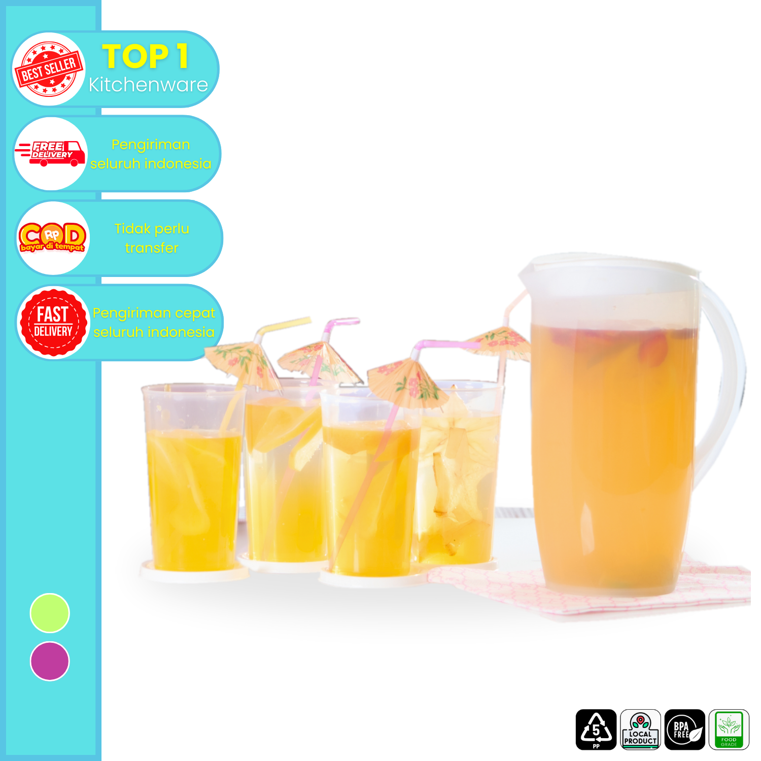 CPM Teko Dielora Set Of 5 Pcs /Teko/Glas