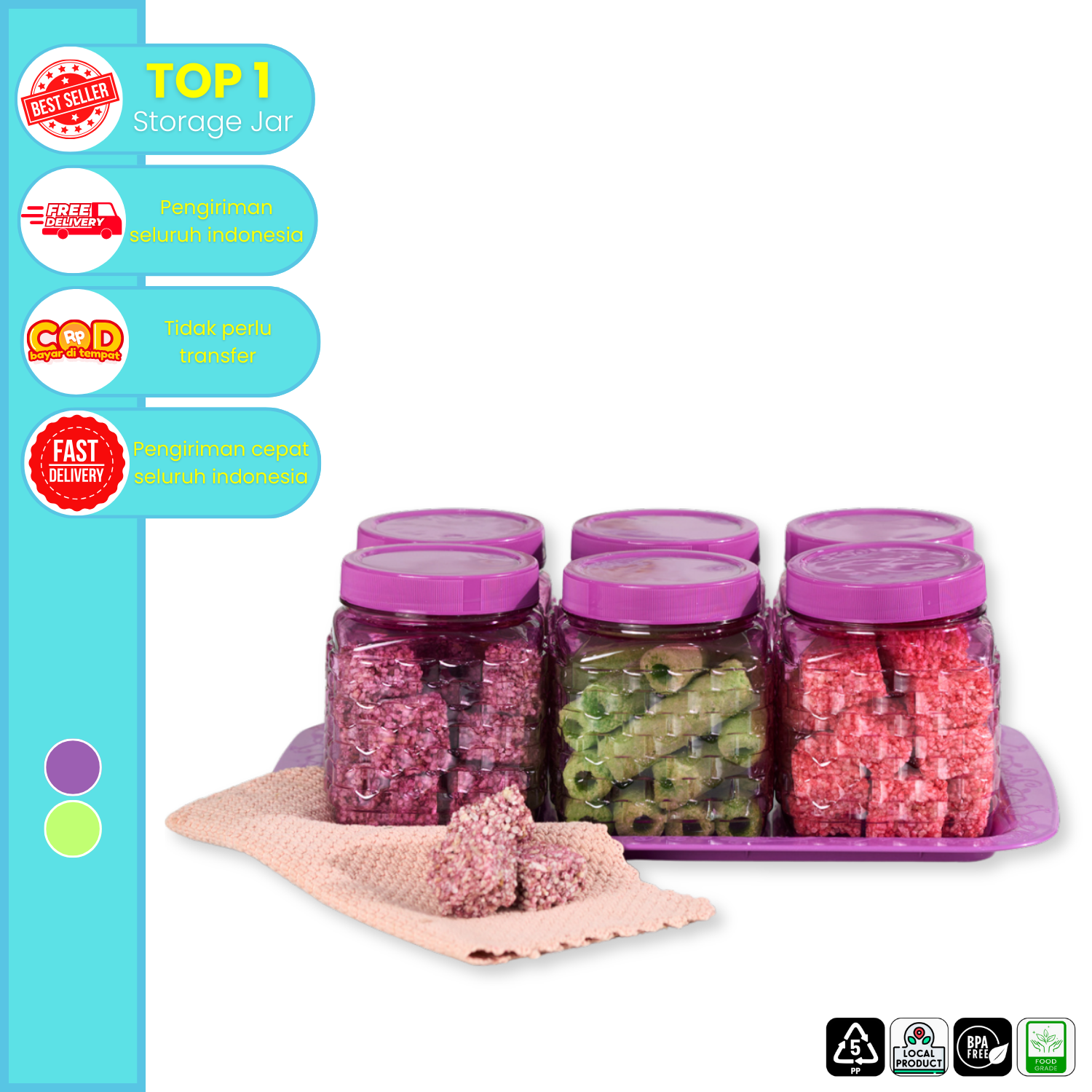 CPM Toples Araya Set Of 6 in 1 + Nampan Ungu