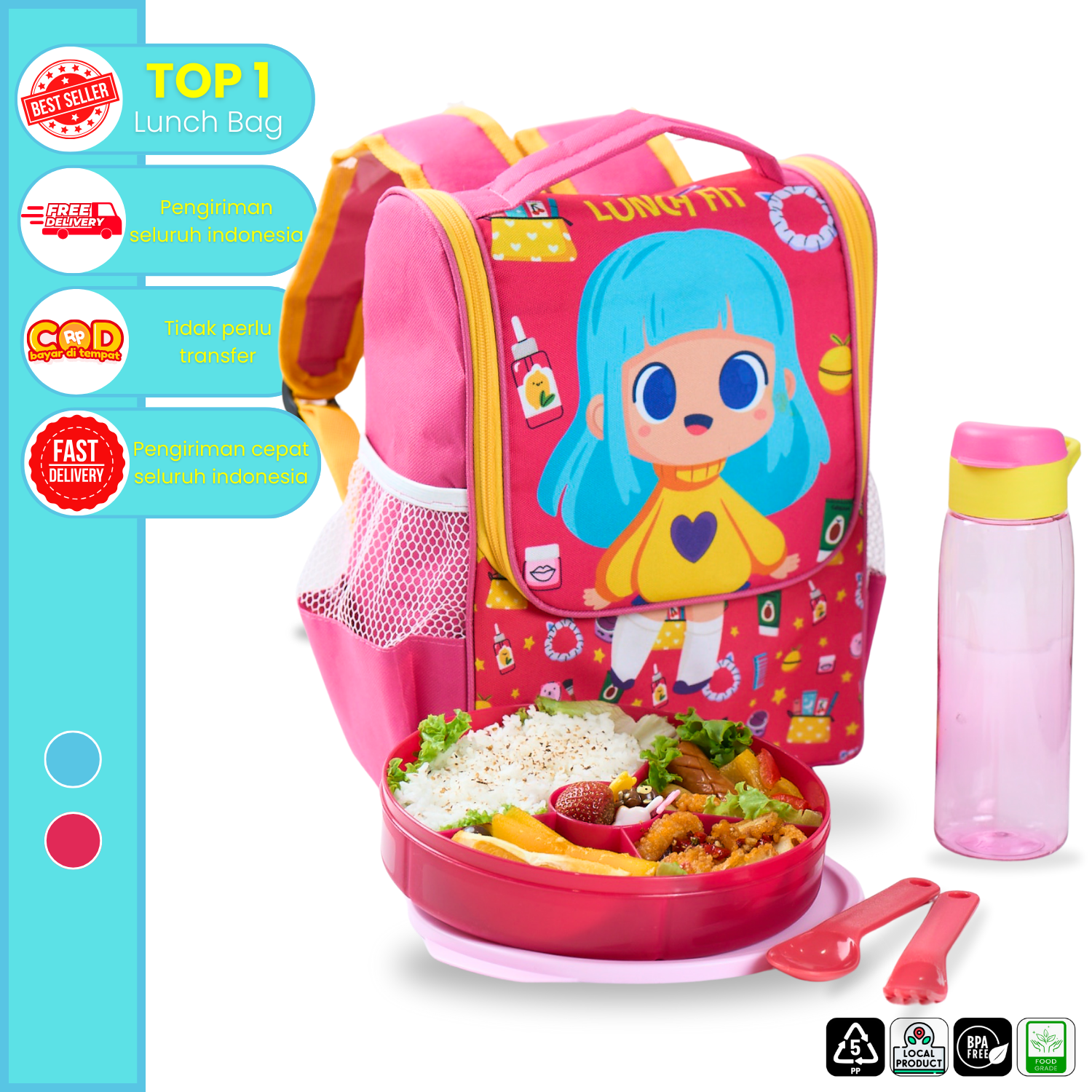 CPM Backpack Astro Set Of 4 Pcs/Girlies Backpack Pink set of 4 / tas backpack cewe cowok