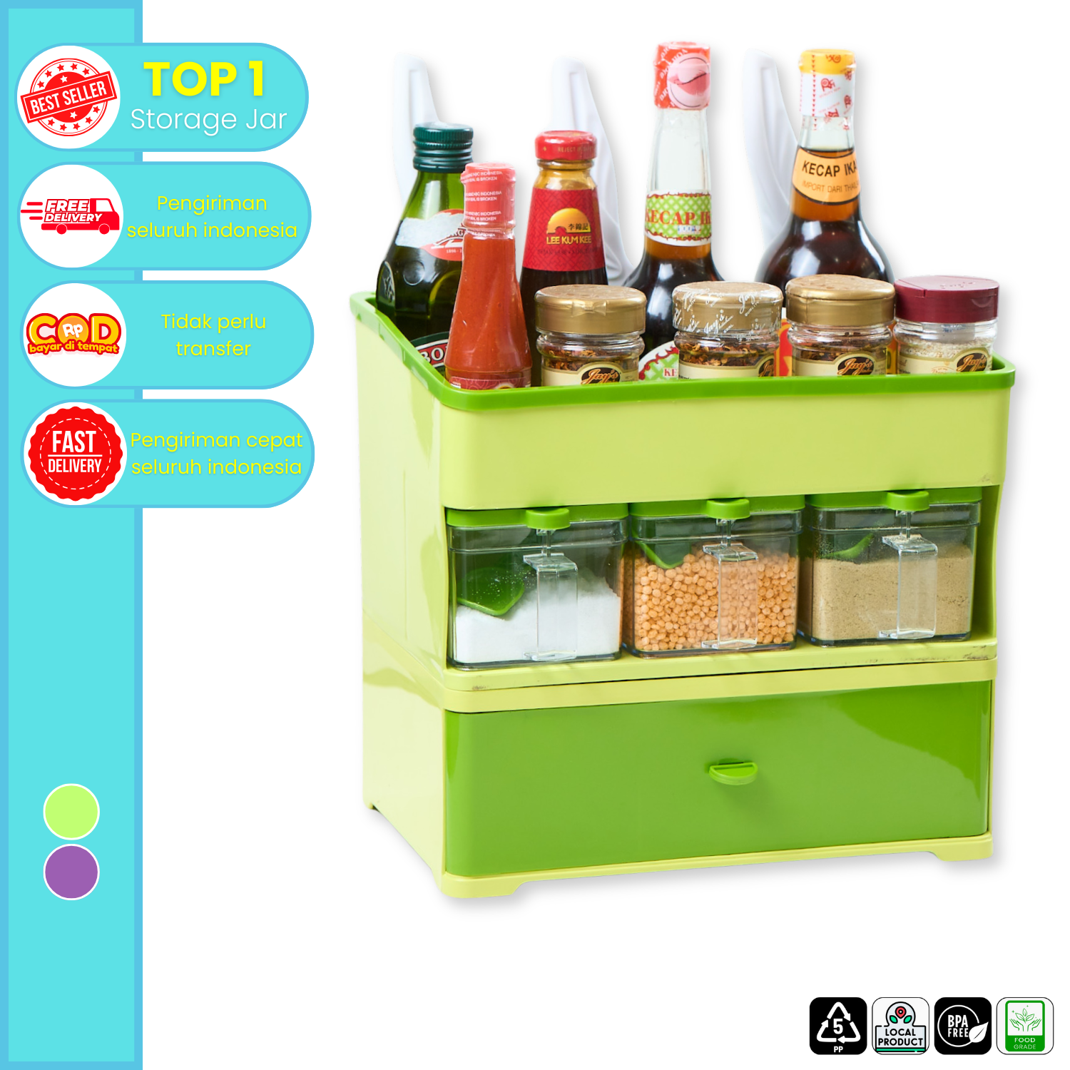 CPM HAZEL Spice Rack SS2 Organizer Rack With Brown Box/Rak Bumbu 2 Susun