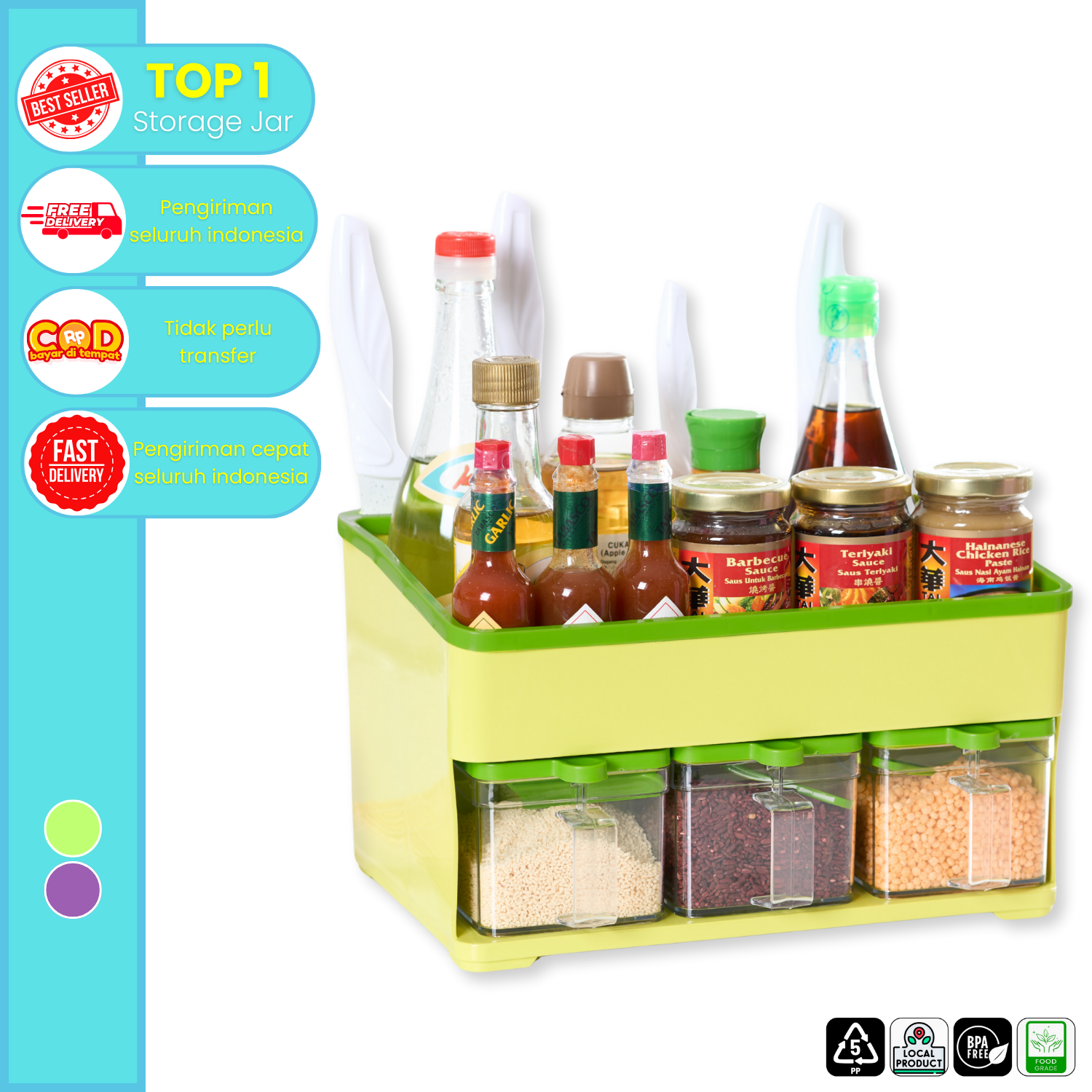 CPM HAZEL Spice Rack SS1 Organizer Rack With Brown Box/Rak Bumbu 1 Susun