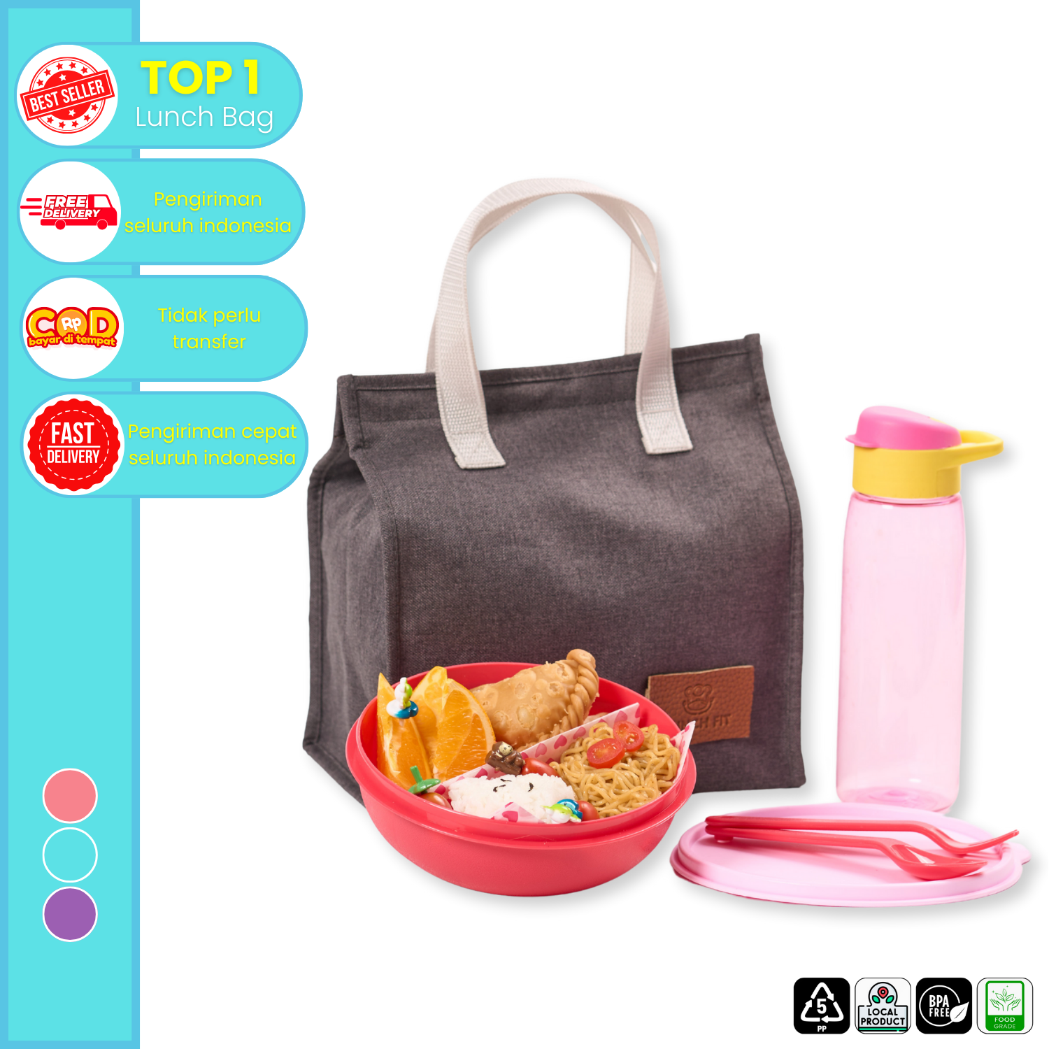 CPM Tas bekal naoki set of 4 pcs /tas bekal makan set