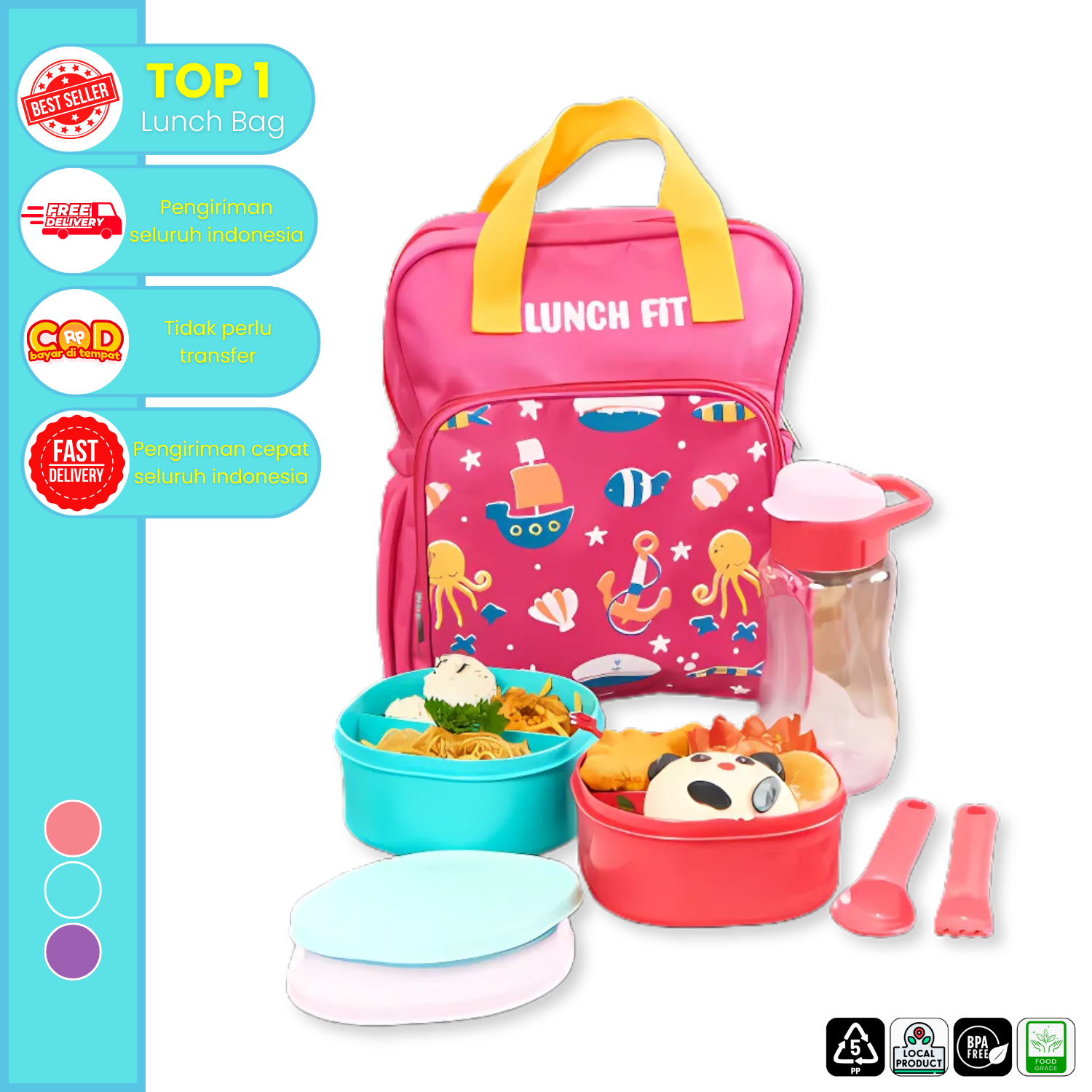 CPM Lionel Lunch Bag Set Of 4 Pcs /Tas Bekal Makan Set