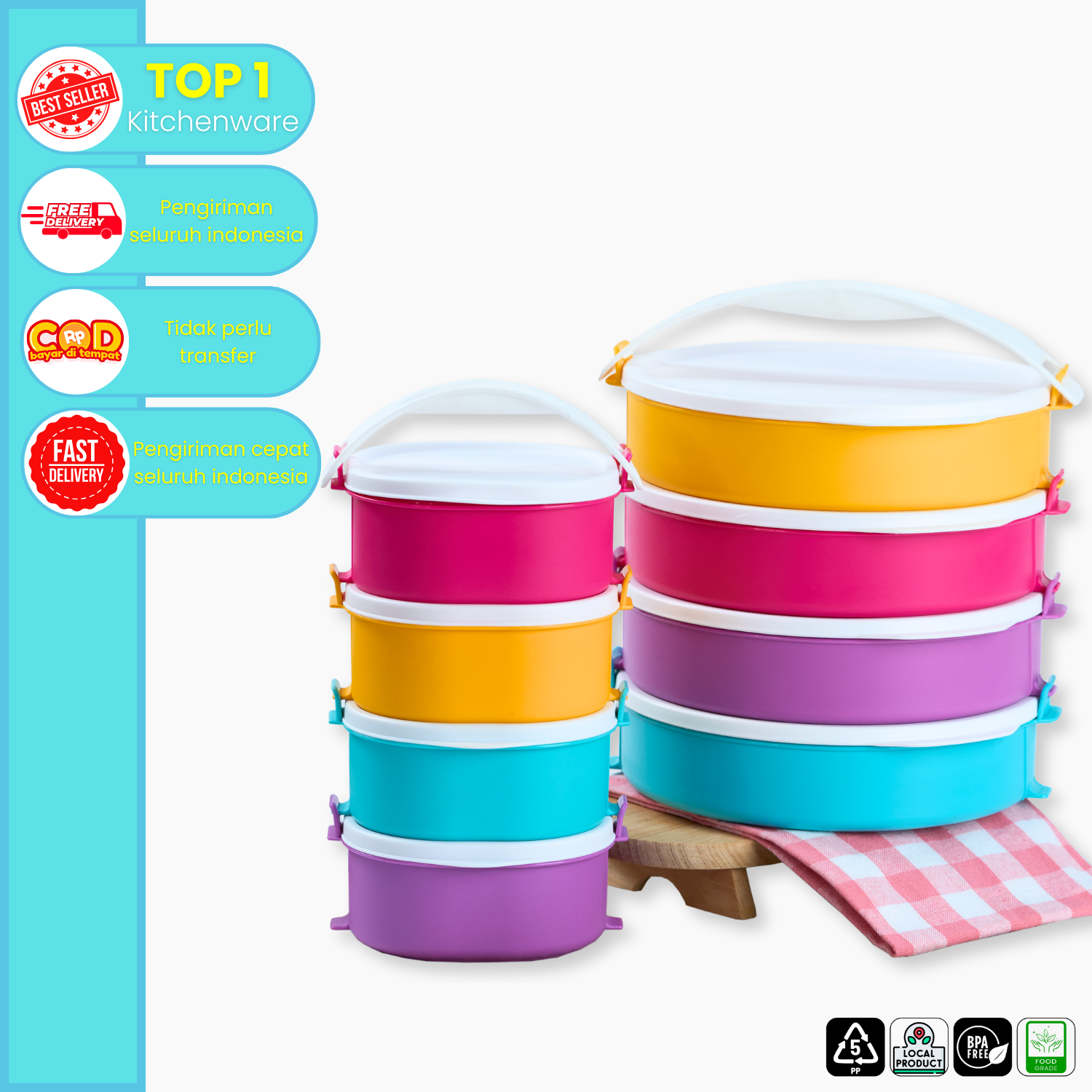 CPM Buy 1 Rantang Bulat SS4 Get 1 Rantang Aluna SS4 / Rantang Piknik