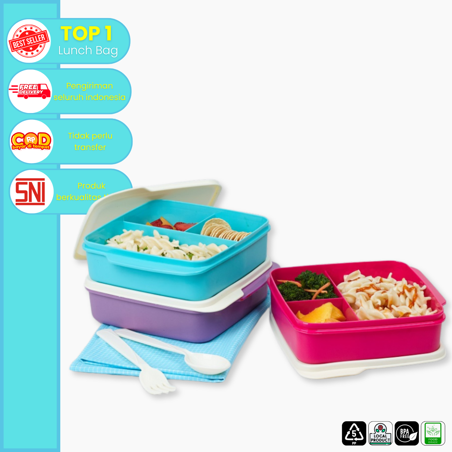 CPM Shuga Lunch Box Mix Colour With sendok garpu