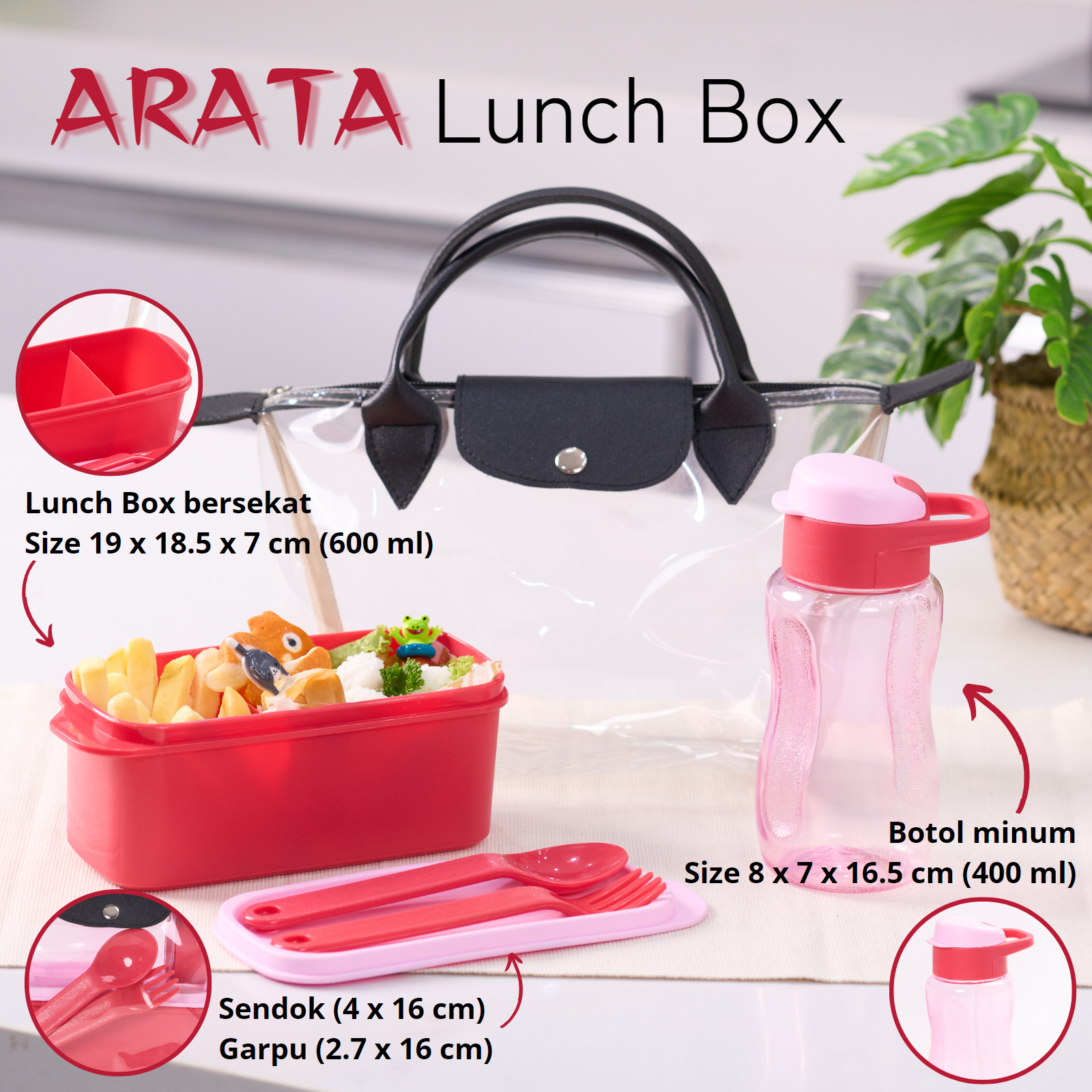 CPM Arata Lunch Bag Set Of 4 Pcs / Tas Bekal Makan Set