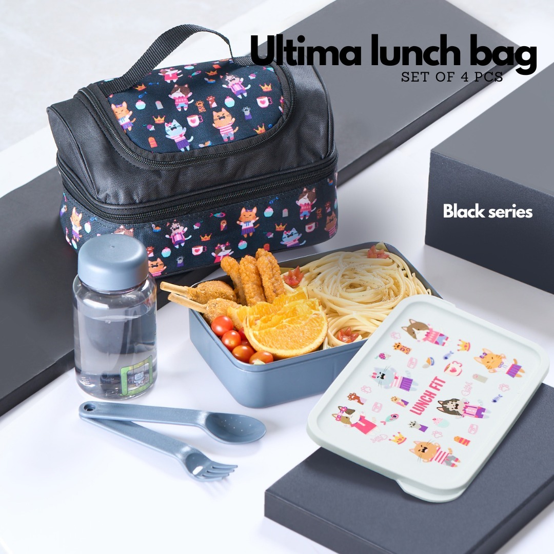 CPM New Smiley Black Series Ultima Set Of 4 Pcs / Tas Bekal Makan Set