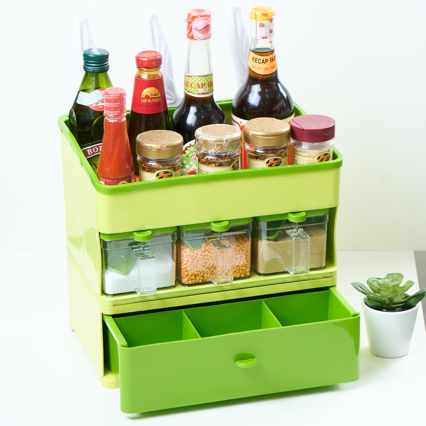 CPM HAZEL Spice Rack SS2 Organizer Rack With Brown Box/Rak Bumbu 2 Susun