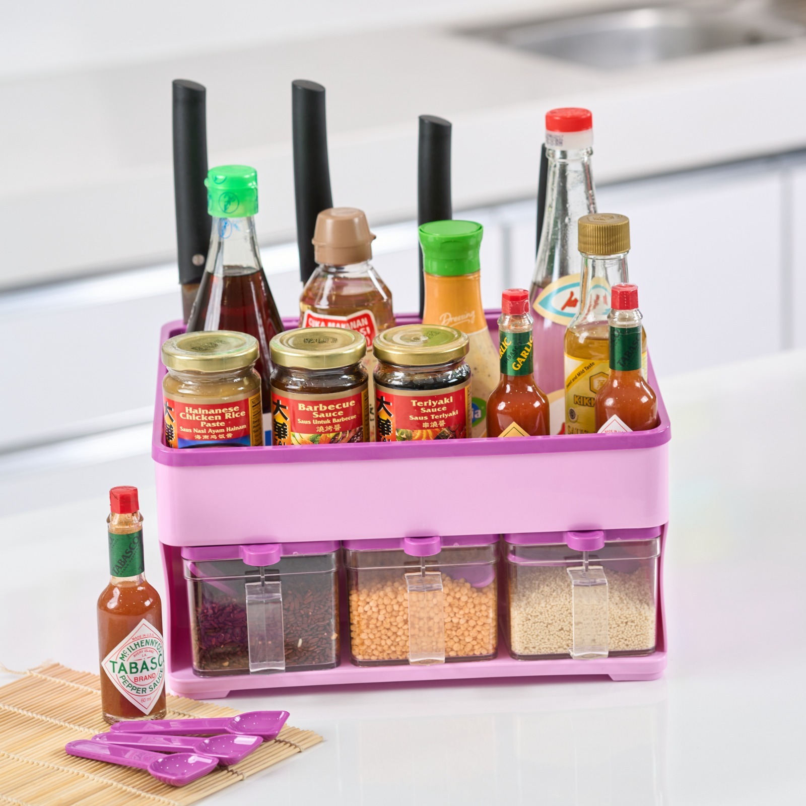 CPM HAZEL Spice Rack SS1 Organizer Rack With Brown Box/Rak Bumbu 1 Susun