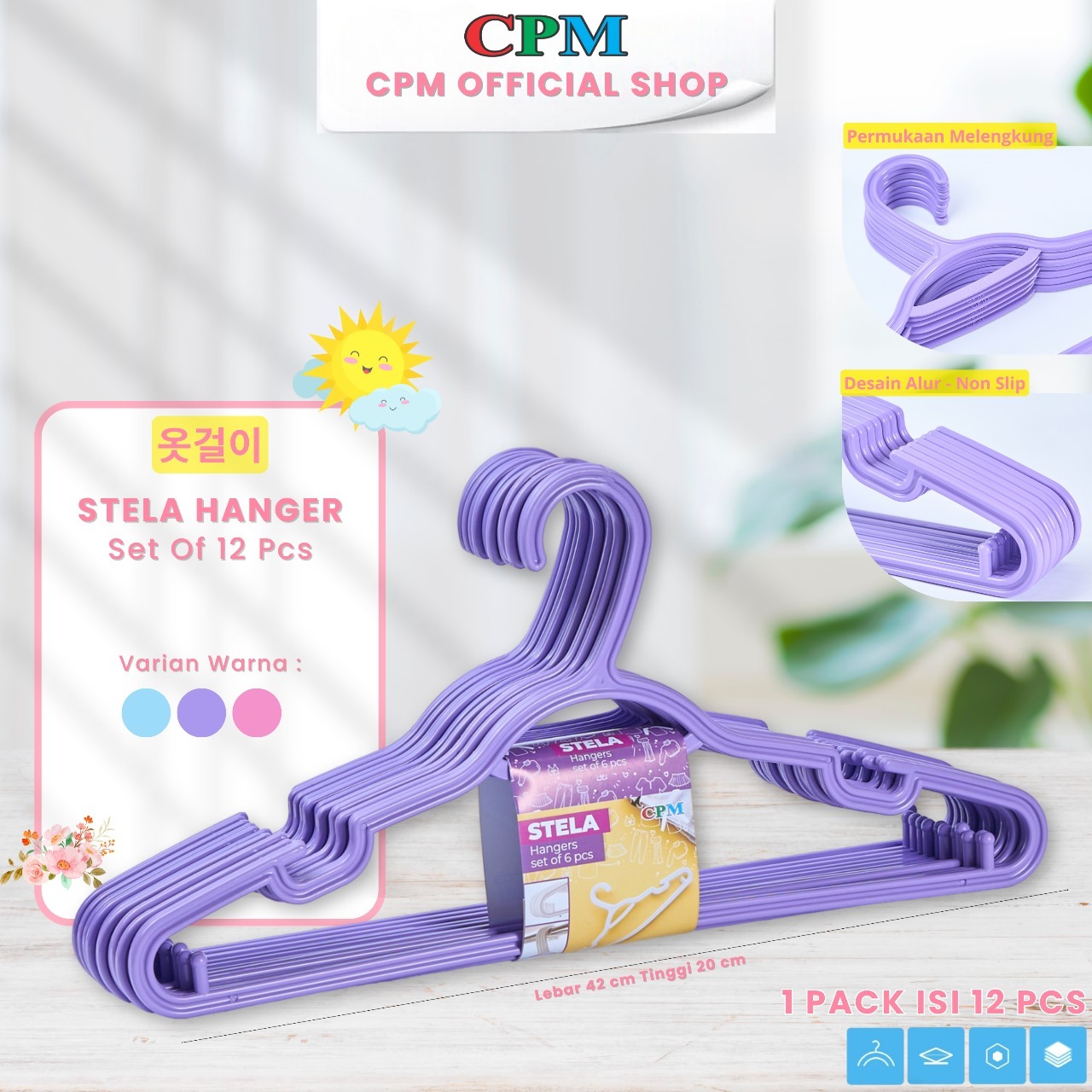 CPM Stela Gantungan Baju Plastik Set Of 6 Pcs