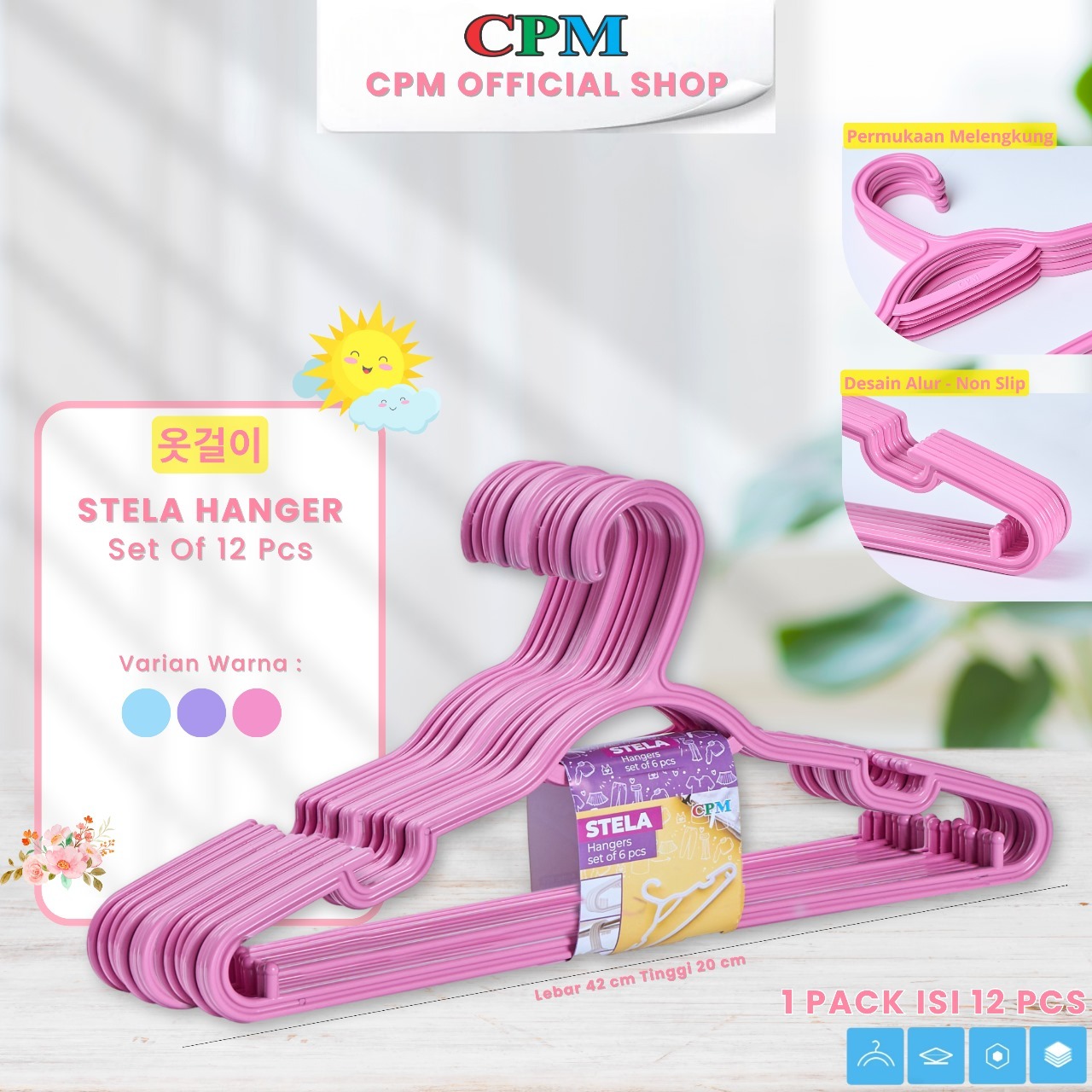 CPM Stela Gantungan Baju Plastik Set Of 6 Pcs
