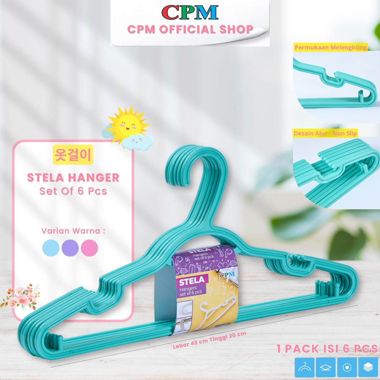 CPM Stela Gantungan Baju Plastik Set Of 6 Pcs