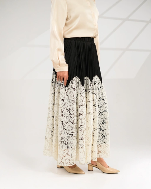 Image of Adeola Scarf - Naia Lace Pleated Skirt - Ivory