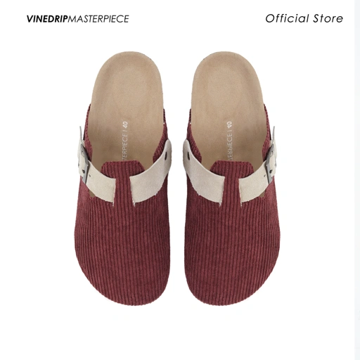 Image of vinedripmasterpiece - Fresco Corduroy Burgundy Clogs - Sepatu Sandal Pria Wanita